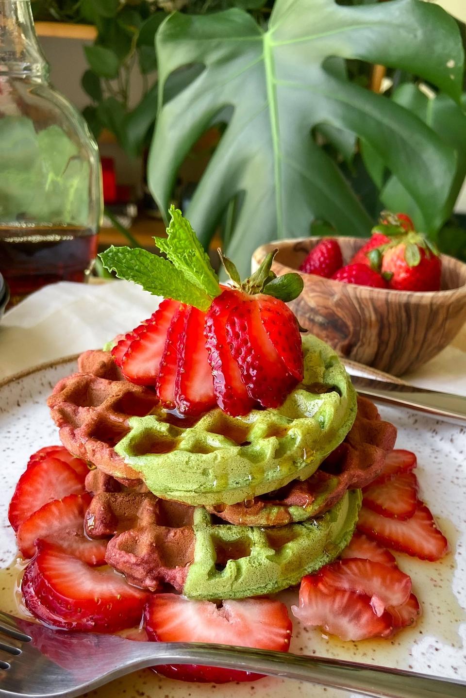 Image for Strawberry Matcha Mochi Waffles