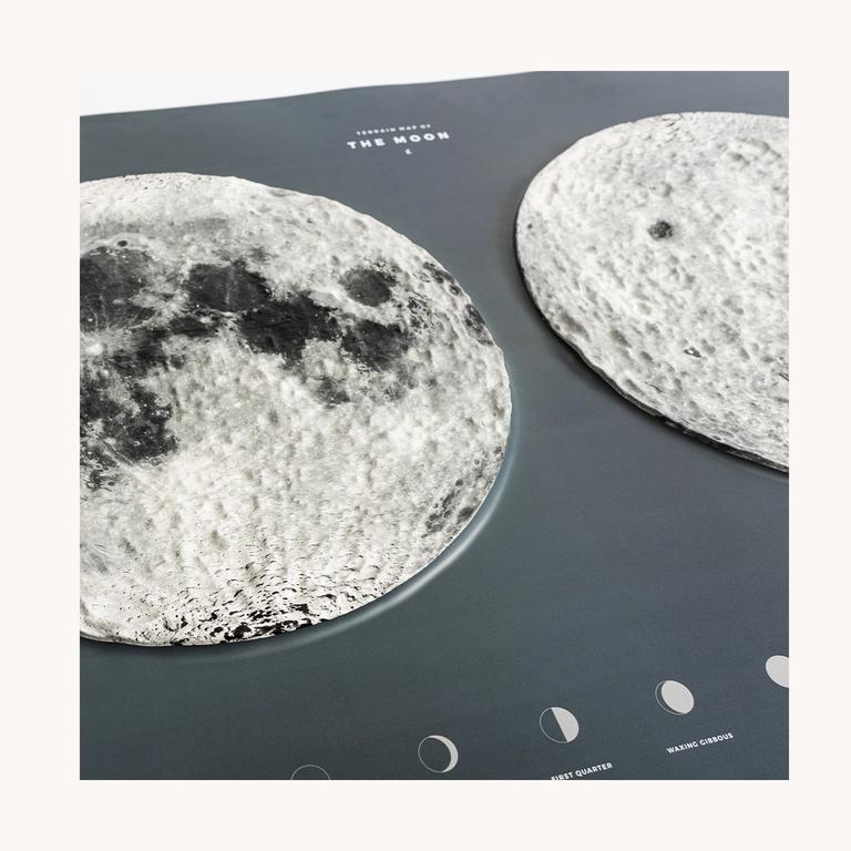 An upclose shot of the night moon terrain map.