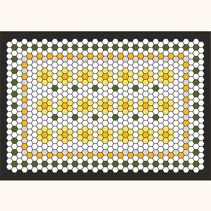 Image for Tile Mat Inspiration - Mosaic - Large - Yellow Flowers with green yellow border