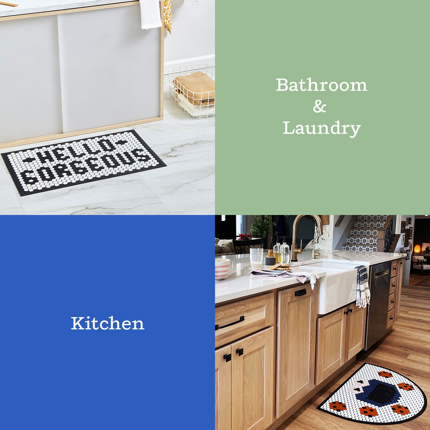 A quadrant of images and solid backgrounds.