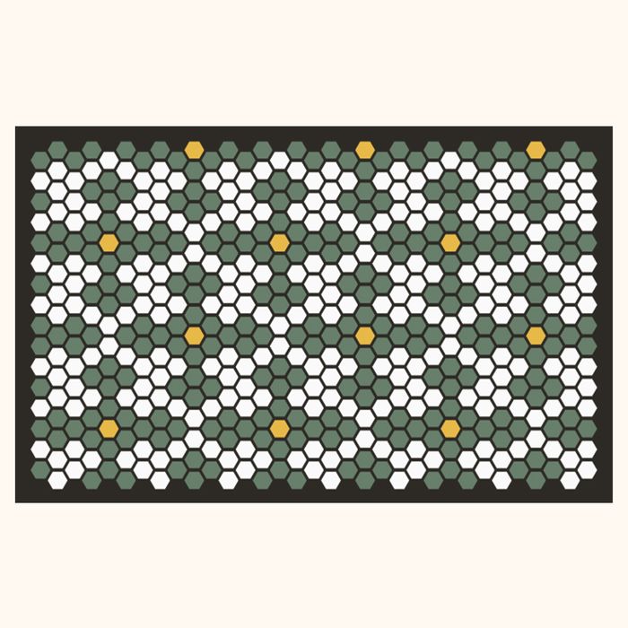Image for Tile Mat Inspiration - Mosaic - Green - Green Flowers with Yellow Middle