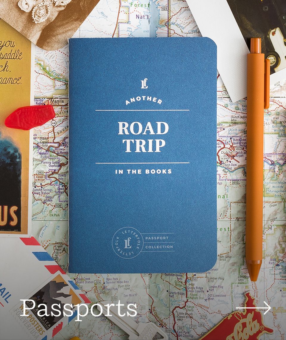 A Road Trip Passport on top of a map.