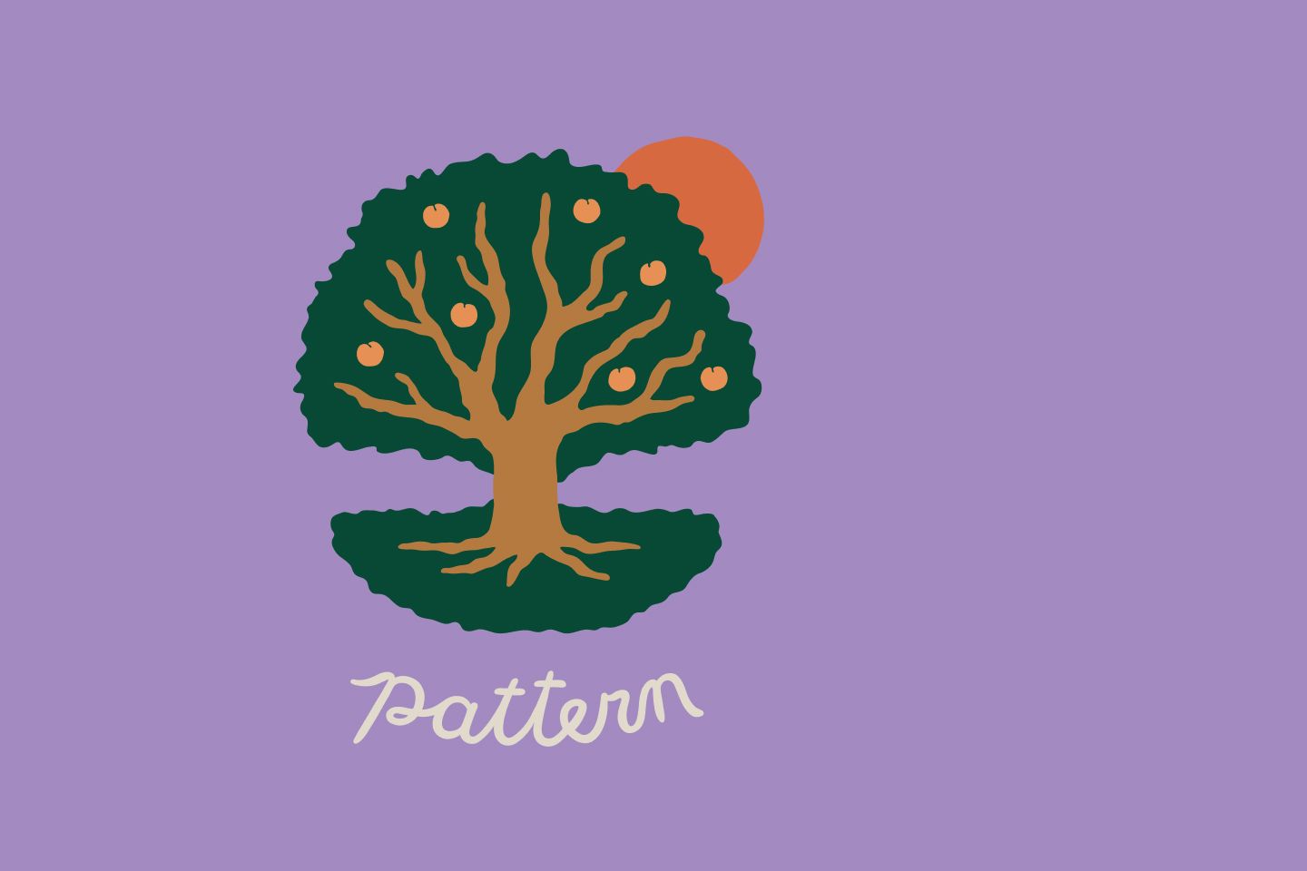Pattern logo on a light purple background.