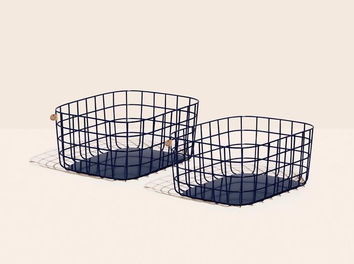 Hover Image for Large Wire Baskets - Set of 2 - Navy