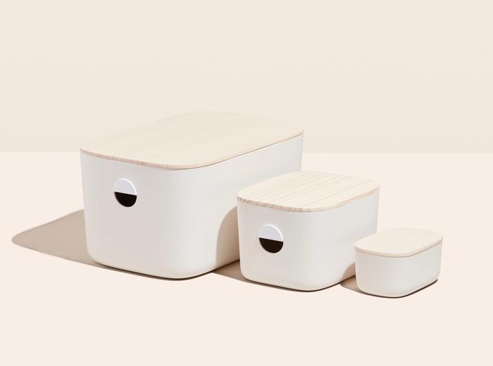 Image for The Bin Trio - Set of 3 - Wooden Lids