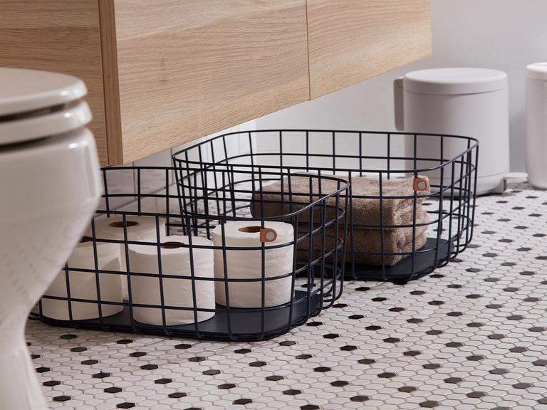 An image of the Open Spaces wire baskets in black.