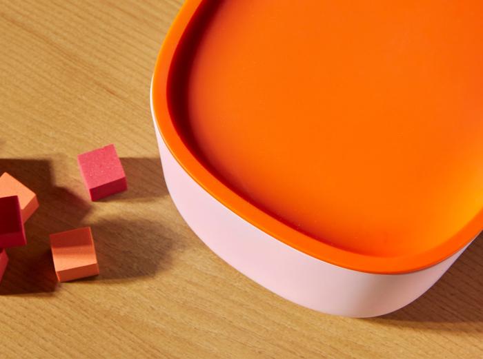 Hover Image for Small Storage Bins - Set of 2 - Orange Lids (+$8) / Light Pink