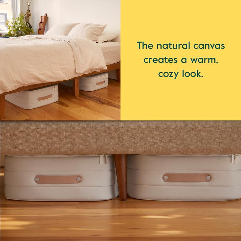 A grid of images and text explaining the new underbed storage.