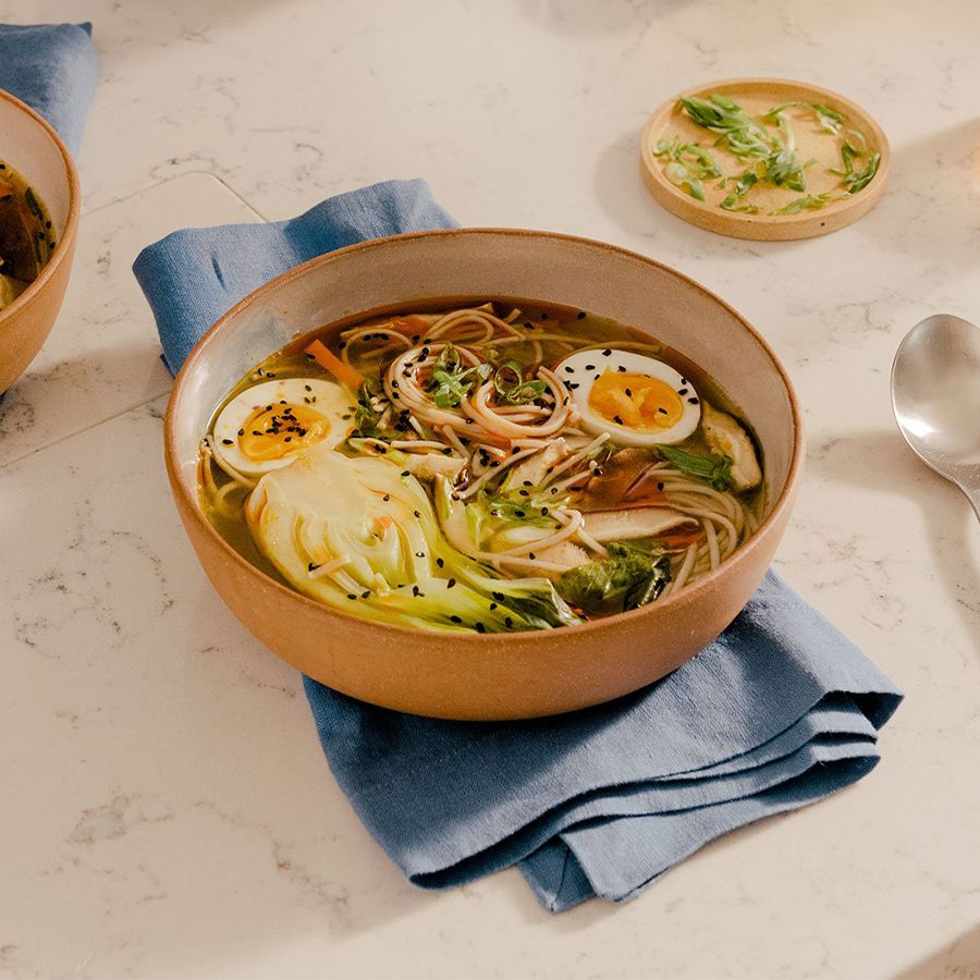 Image for Spicy Miso Soup with Soba Noodles, Mushrooms & Bok Choy