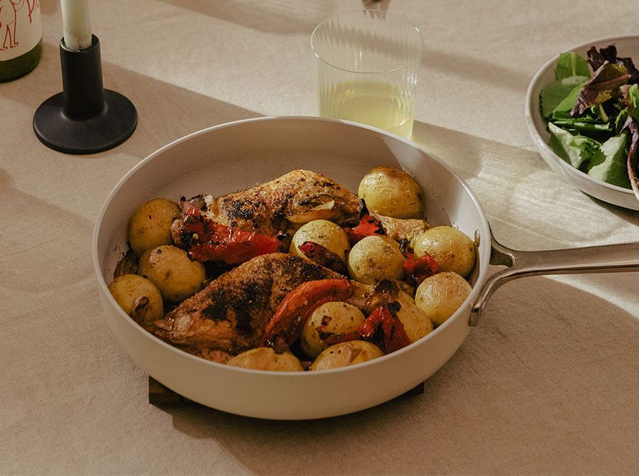 Image for Crispy Chicken Legs with Roasted Peppers & Potatoes