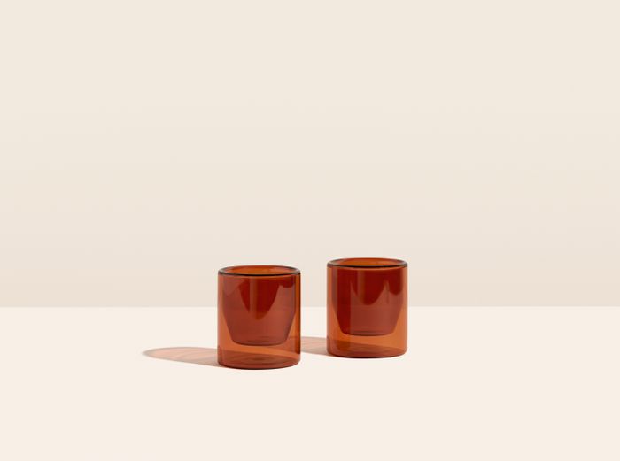 Image for Double-Wall 6oz Glasses - Set of Two - Amber