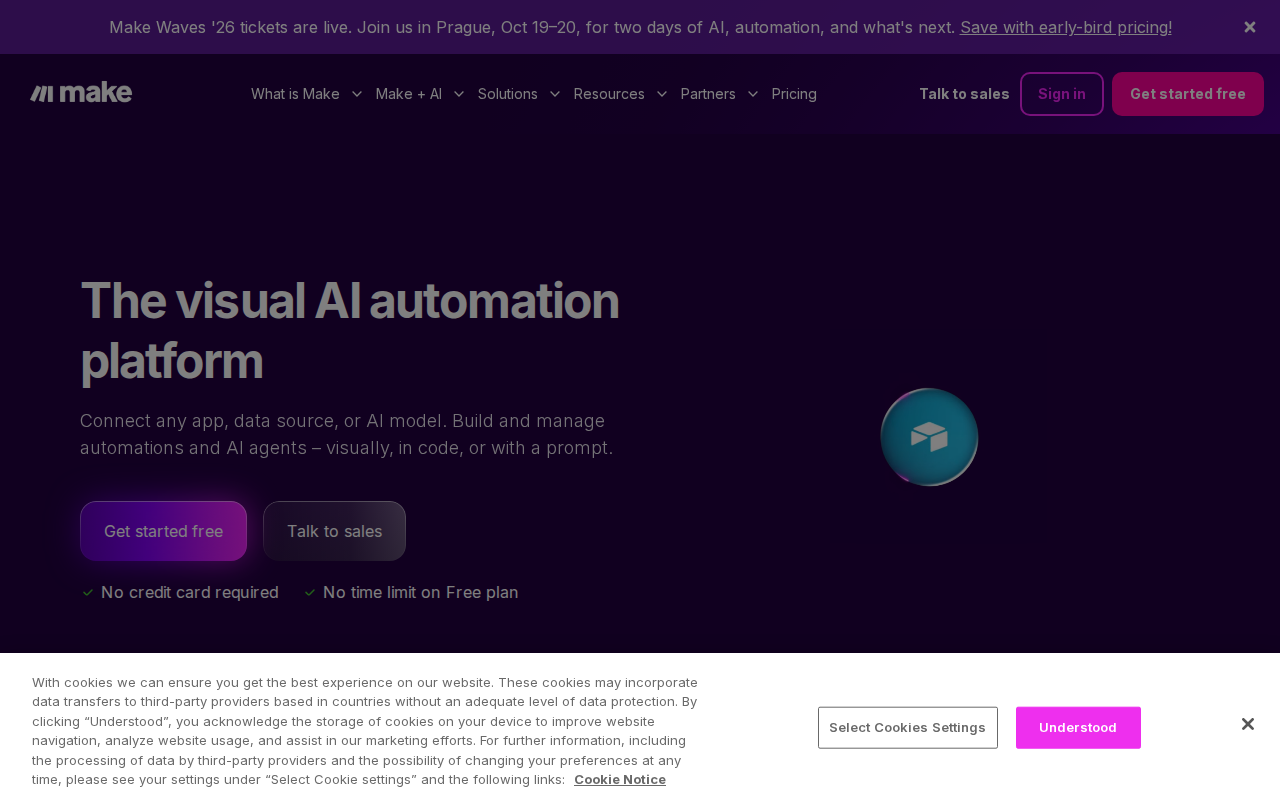 Make visual workflow automation platform homepage