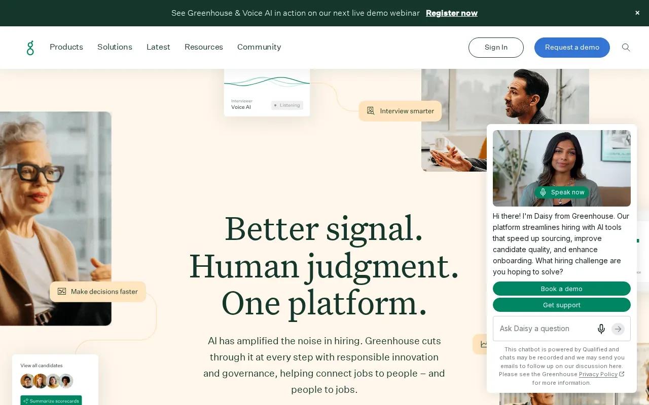 Screenshot of the Greenhouse website