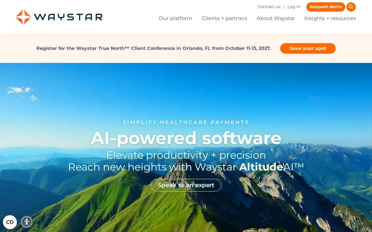 Screenshot of the Waystar website