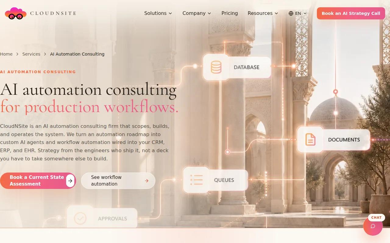 Screenshot of the CloudNSite website