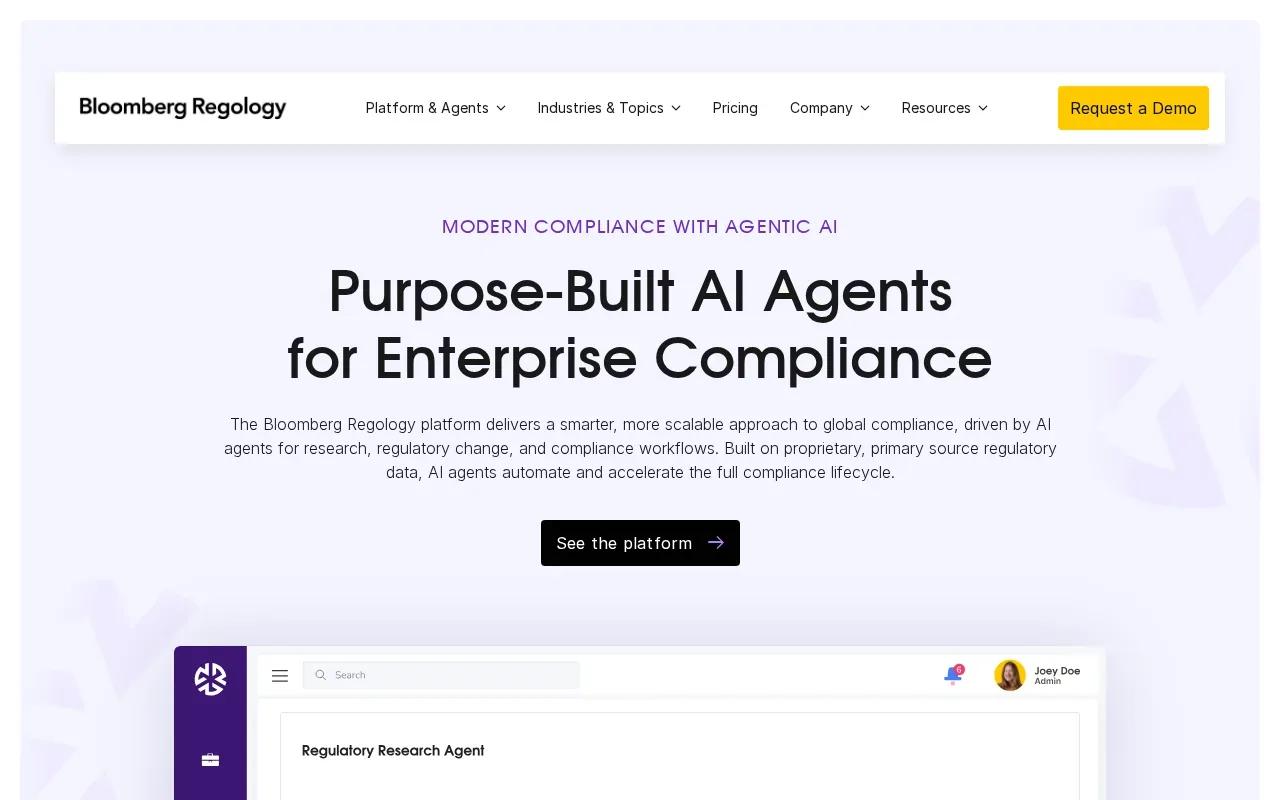 Screenshot of the Regology website