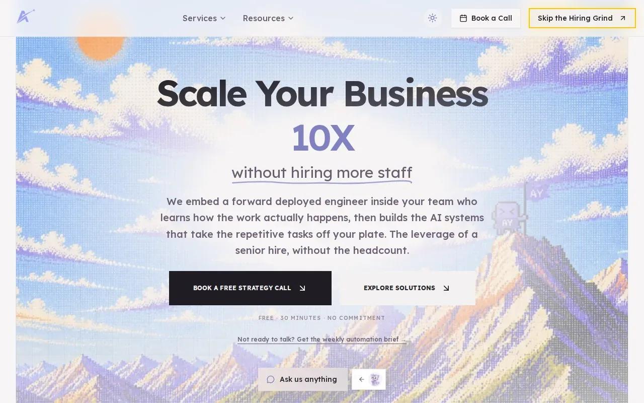 Screenshot of the AY Automate website