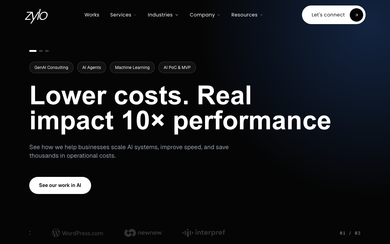 Screenshot of the Zylo Technologies website
