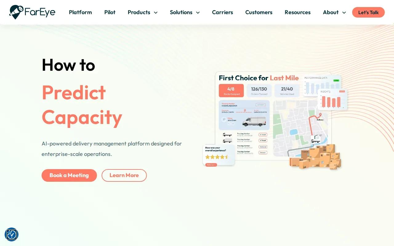Screenshot of the FarEye website