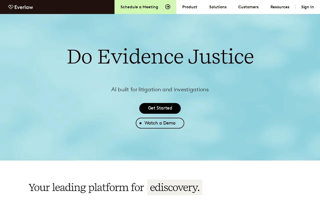 Screenshot of the Everlaw website