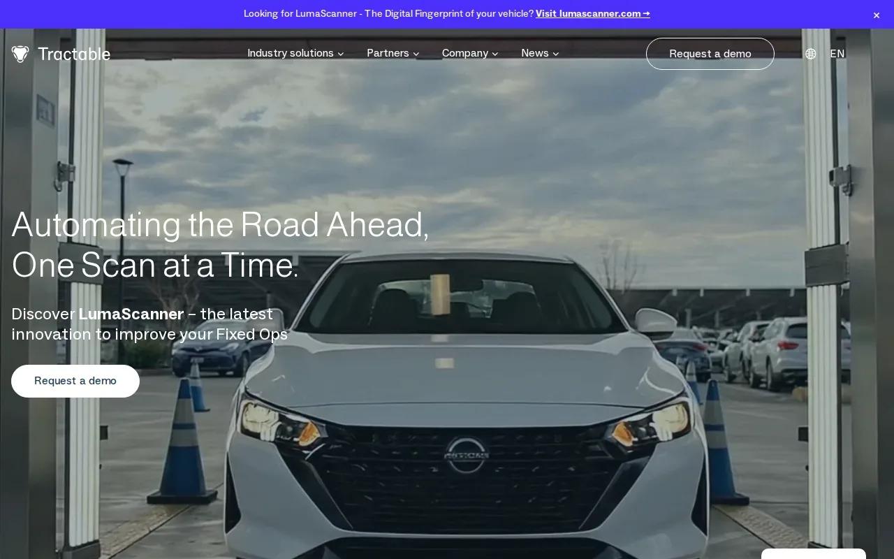 Screenshot of the Tractable website