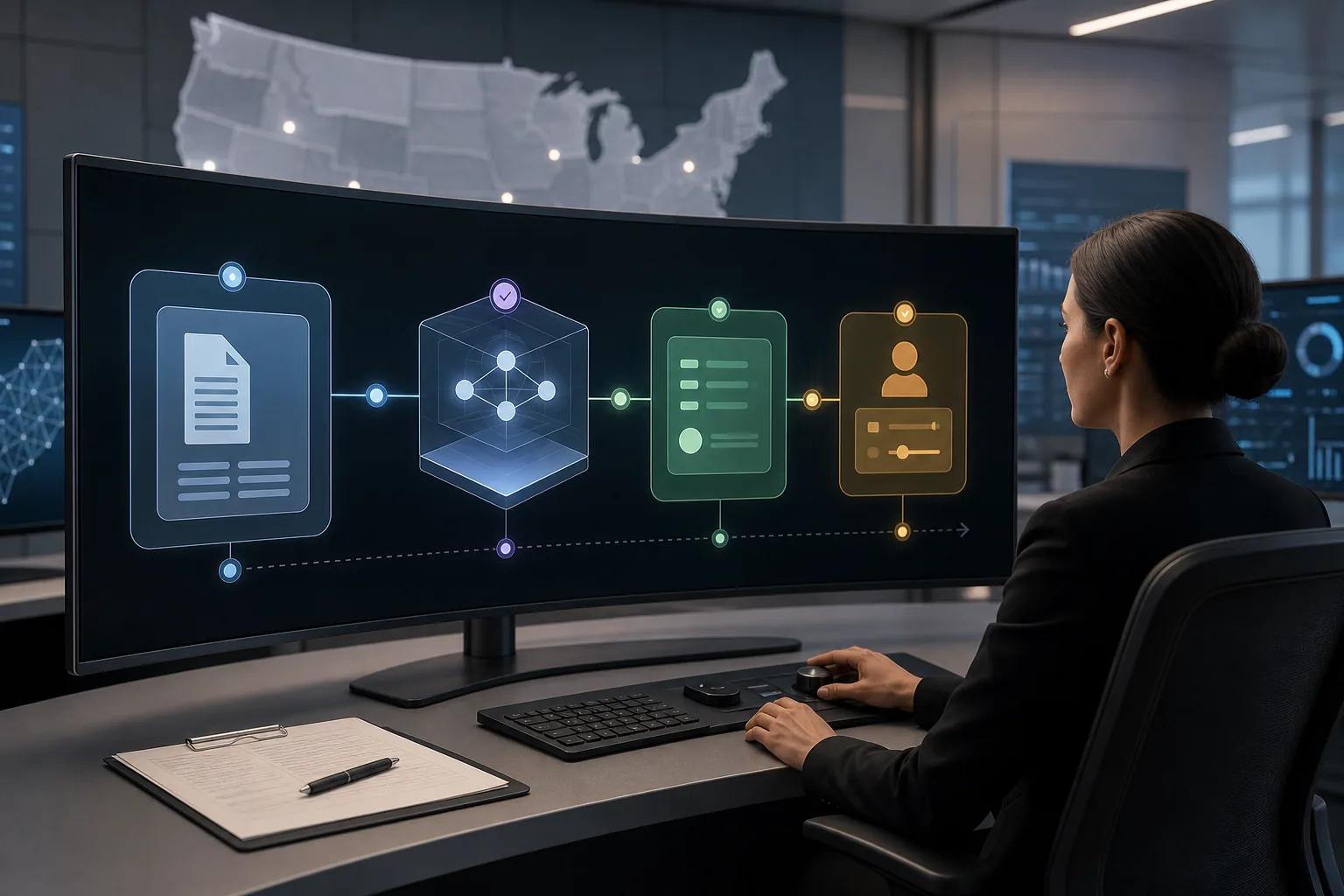 AI automation monitoring with audit logs, model version tracking, and human review.