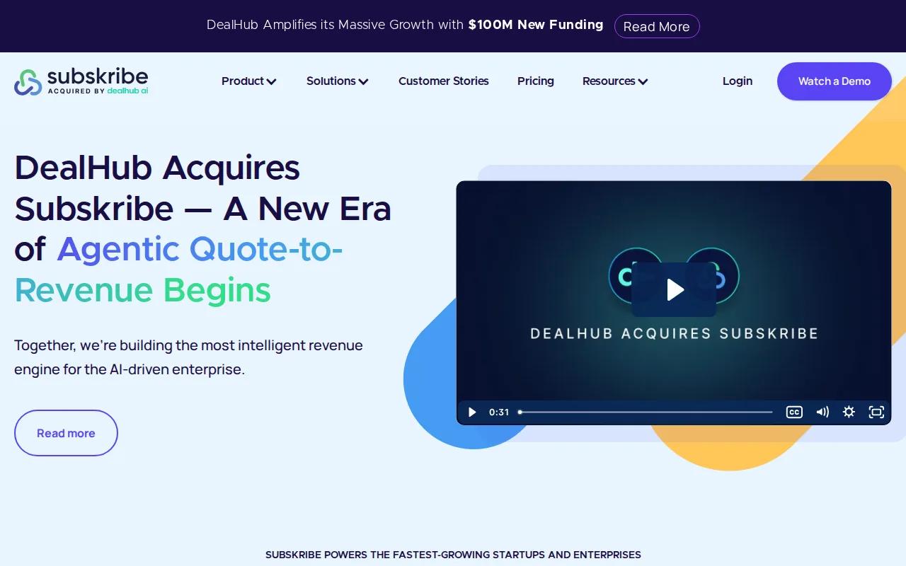 Screenshot of the Subskribe website