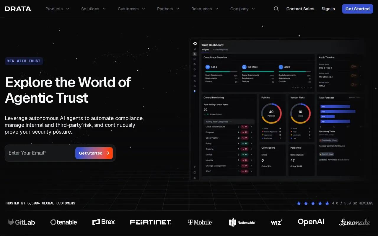 Screenshot of the Drata website