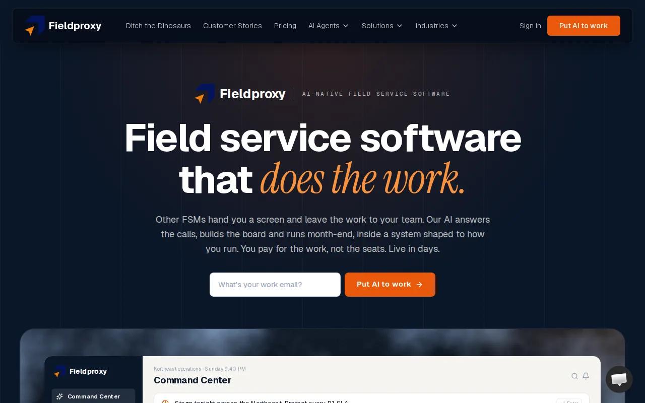Screenshot of the Fieldproxy website
