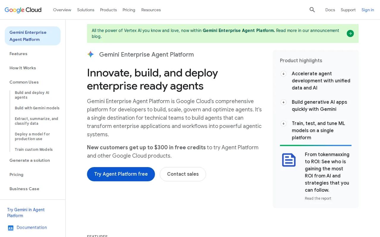 Screenshot of the Google Cloud Vertex AI website