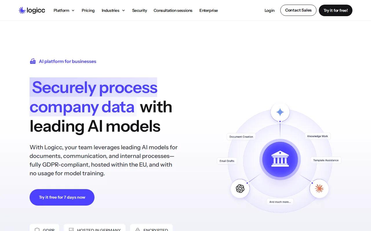 Logicc: visual reference for 5. Logicc — German‑hosted GDPR‑ready AI solution