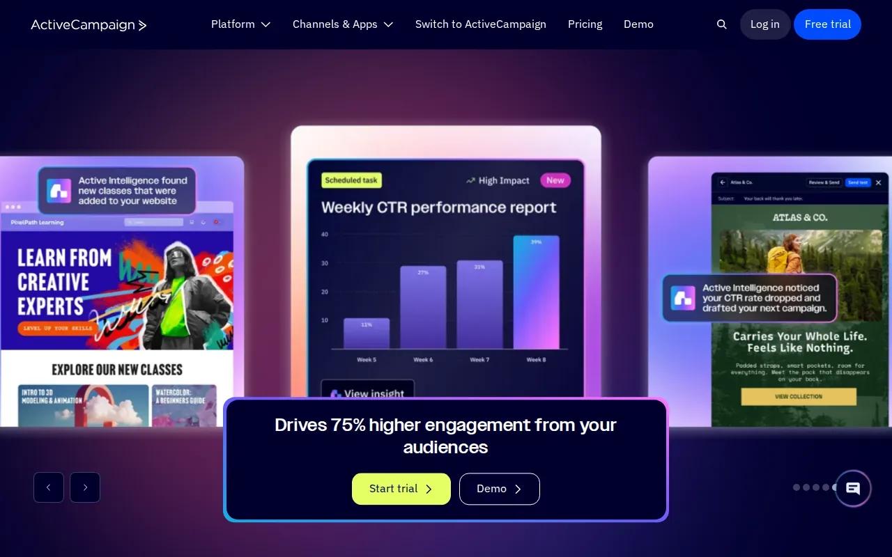 Screenshot of the ActiveCampaign website