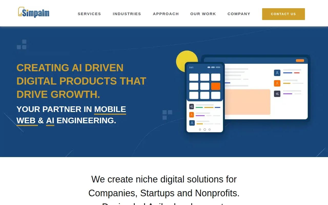 Screenshot of the Simpalm website