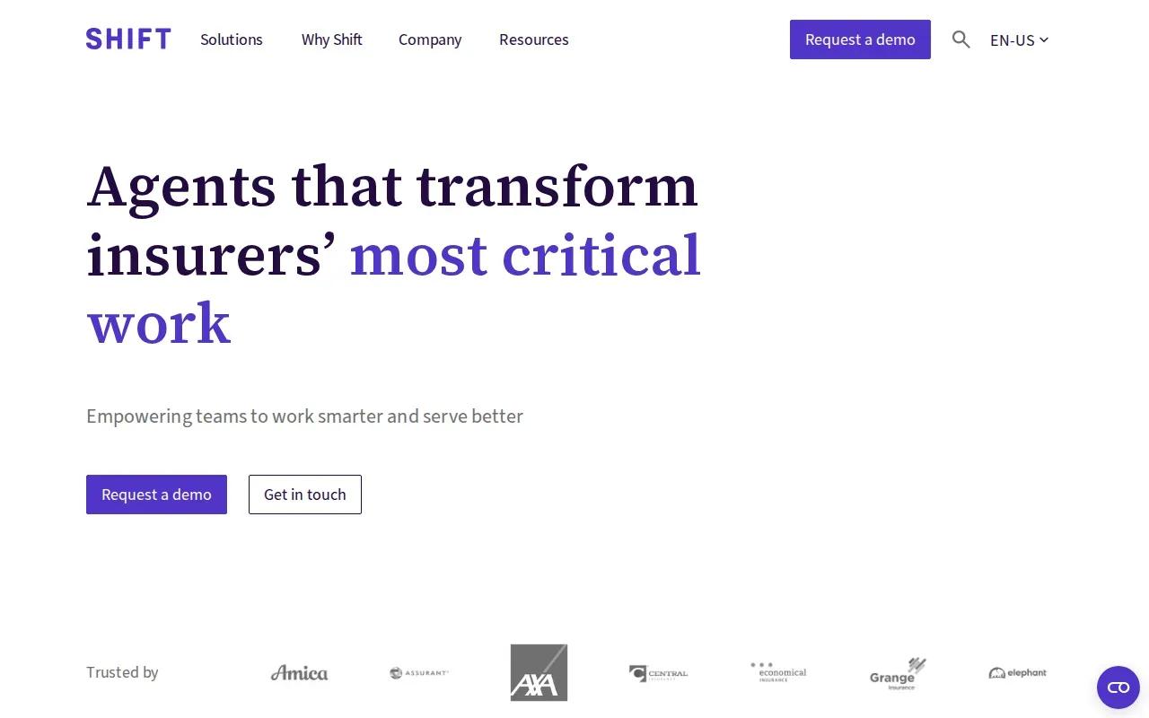 Screenshot of the Shift Technology website