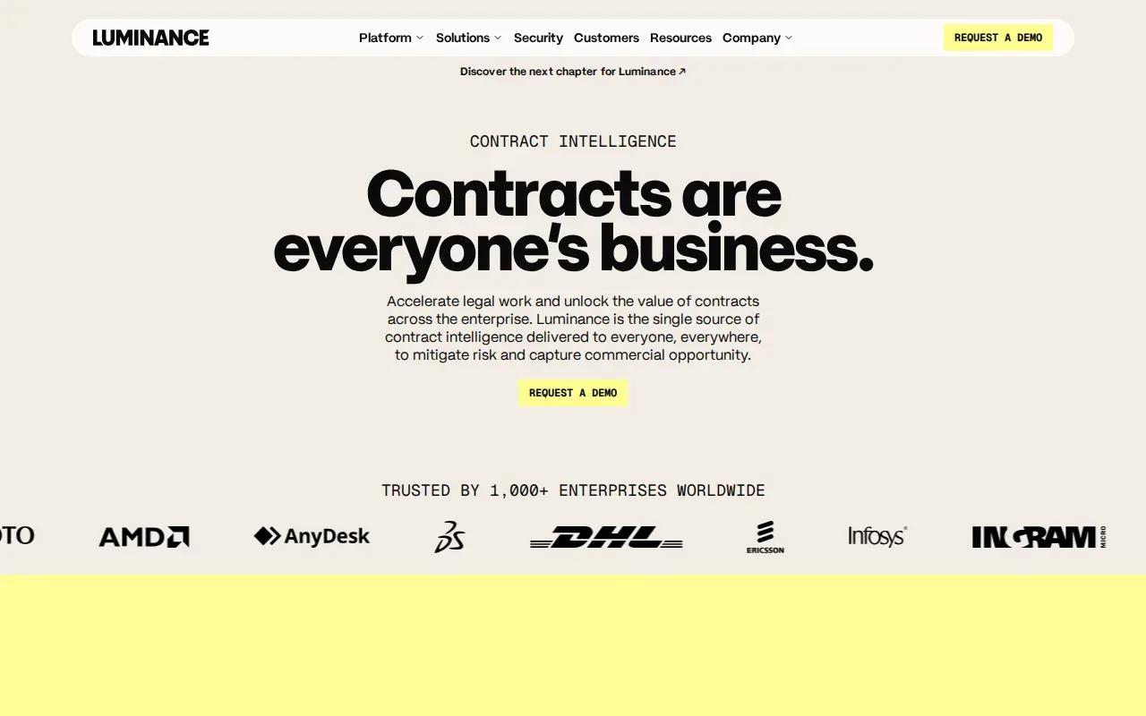Screenshot of the Luminance website