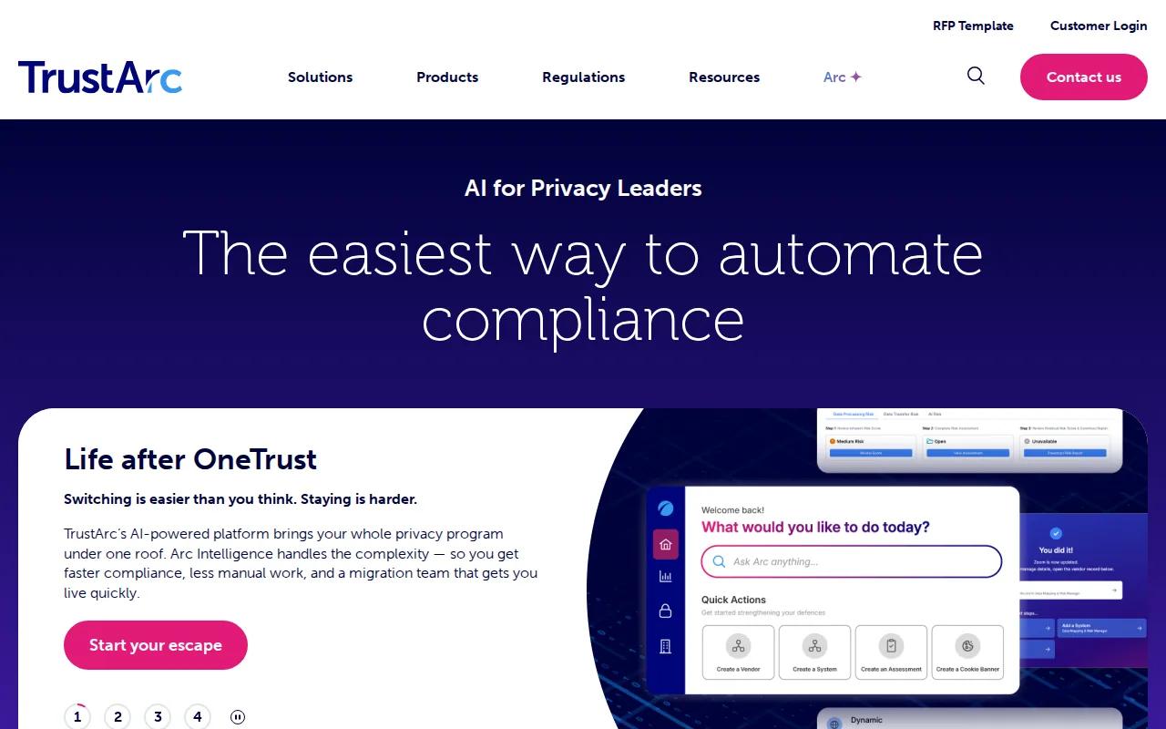 TrustArc: visual reference for 10. TrustArc — Global privacy suite with AI risk assessments