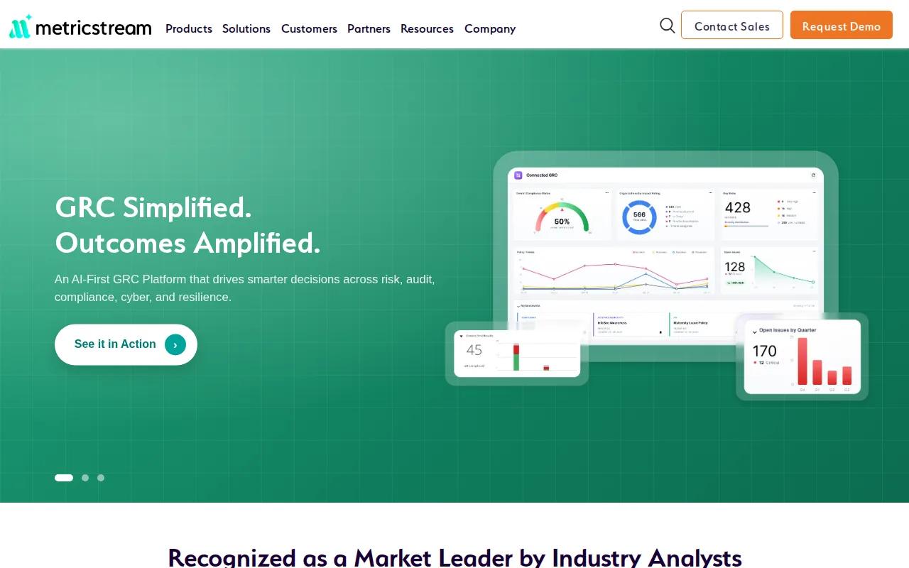 MetricStream: visual reference for 6. MetricStream, End-to-End GRC for Regulated Industries