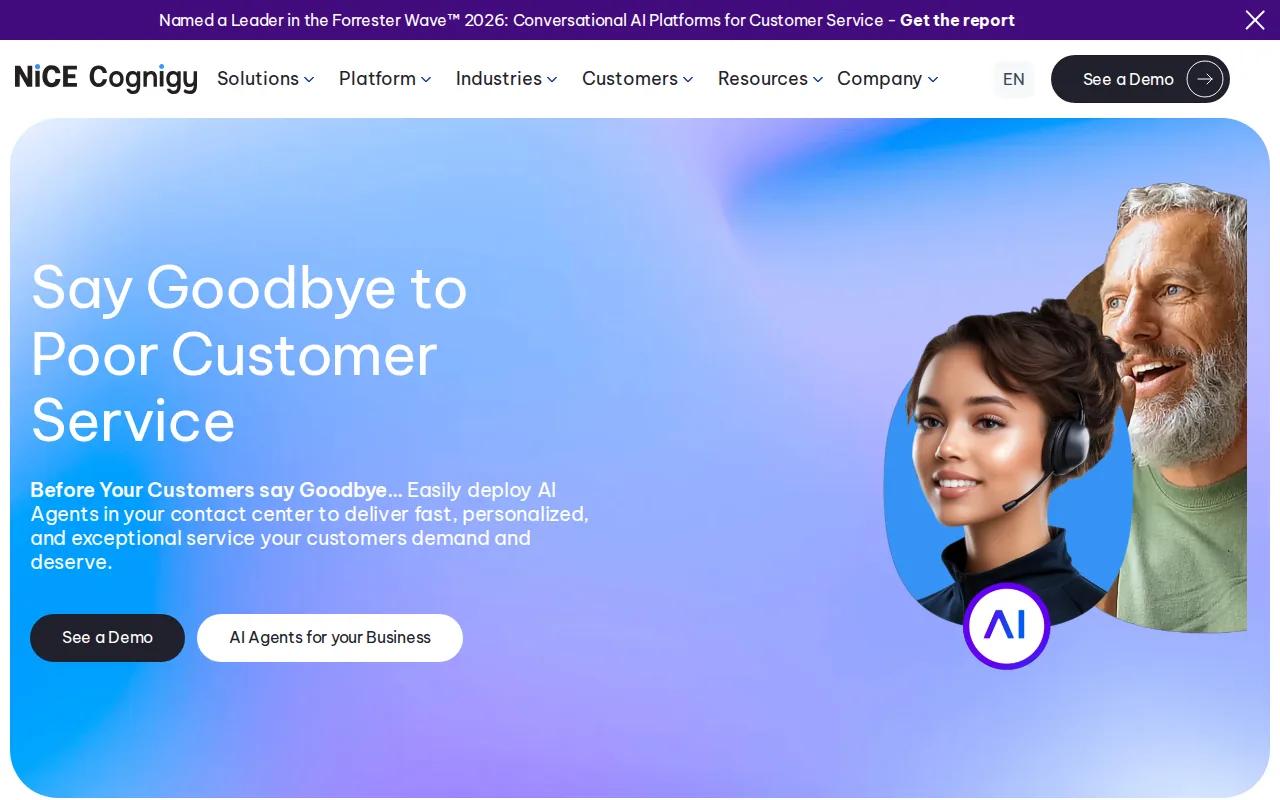 Screenshot of the Cognigy website