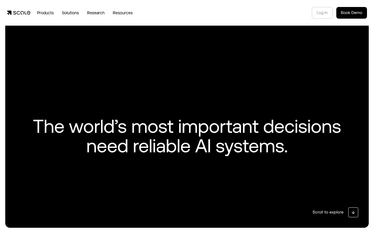 Scale AI enterprise model training platform homepage