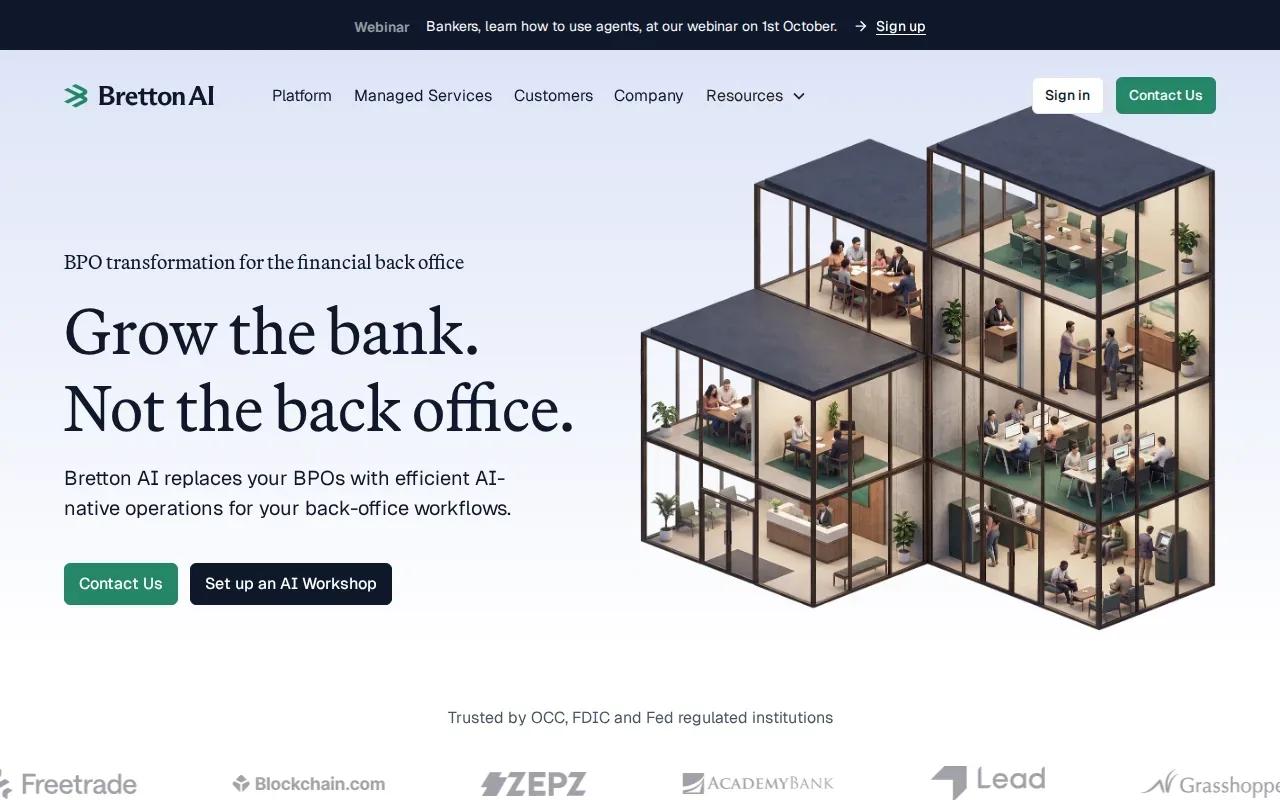 Screenshot of the Bretton AI website