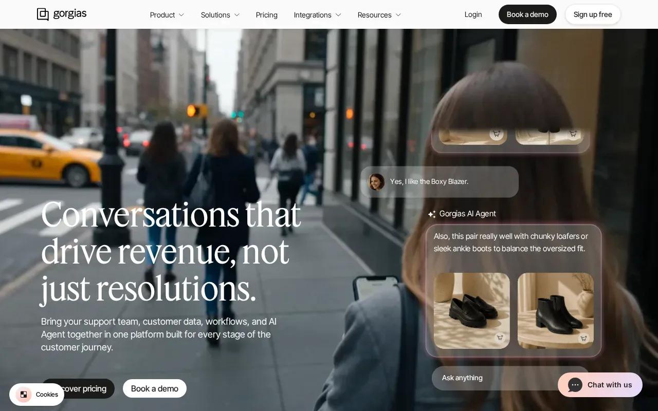 Screenshot of the Gorgias website