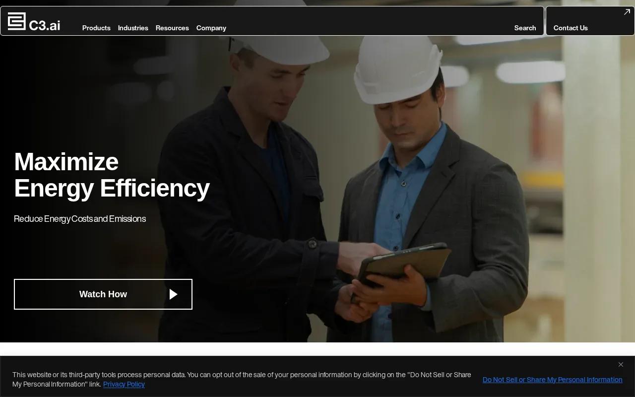 Screenshot of the C3 AI Energy website