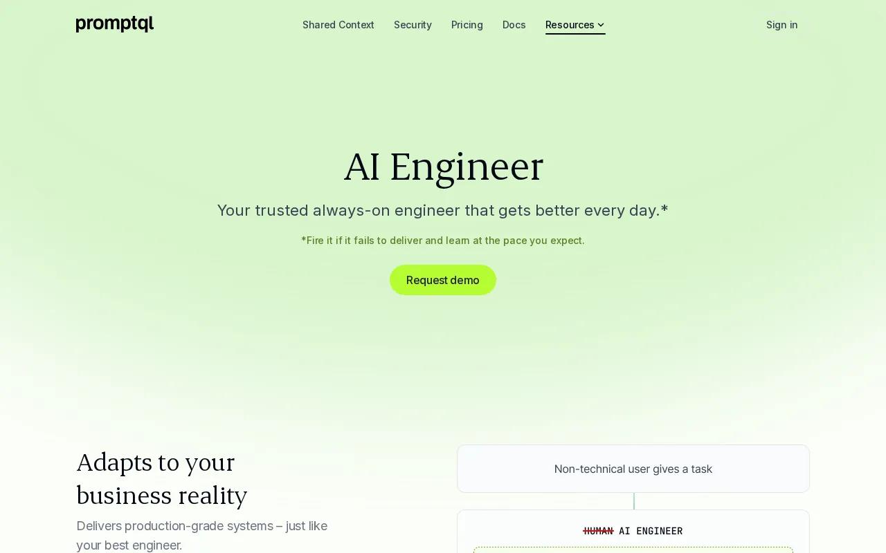 Screenshot of the PromptQL website