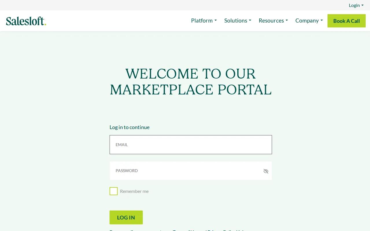 Screenshot of the Salesloft website