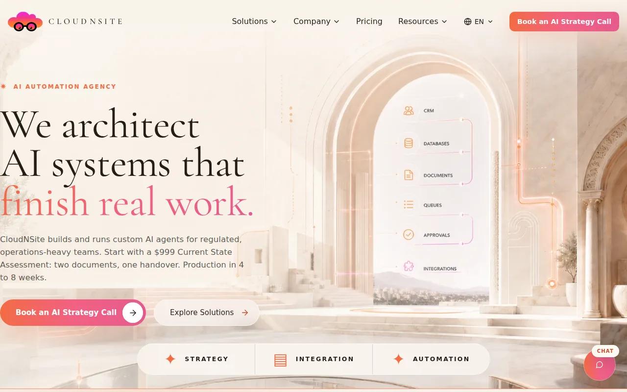 Screenshot of the CloudNSite website