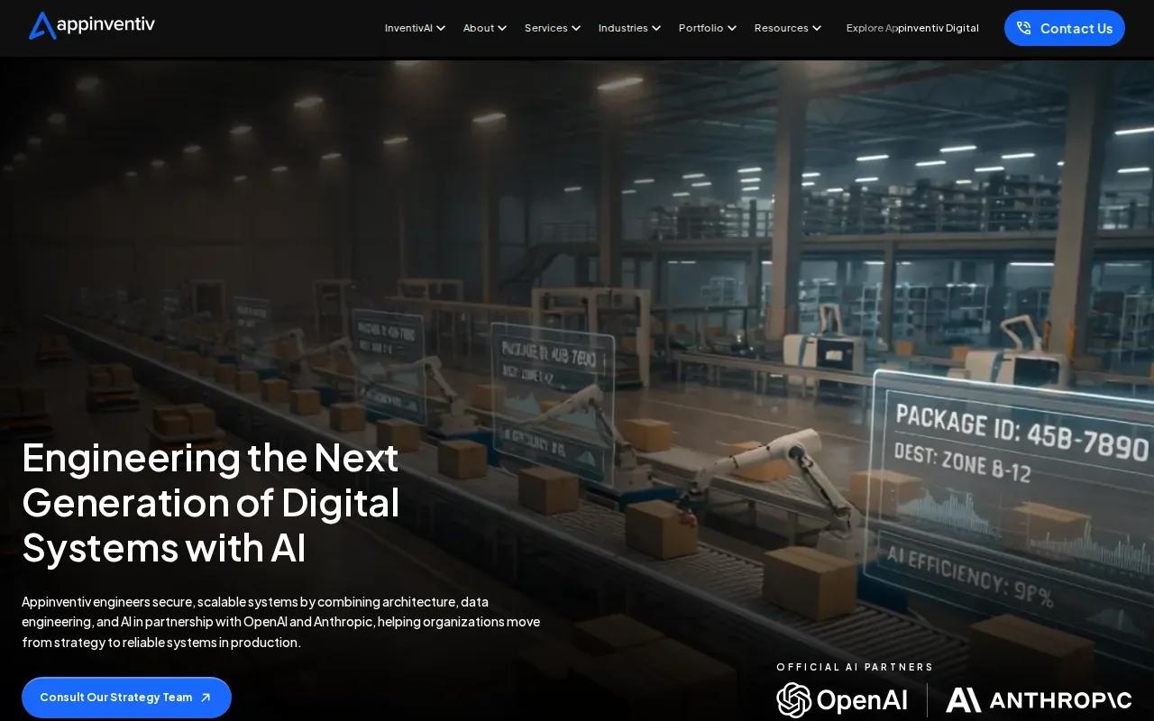 Screenshot of the Appinventiv website