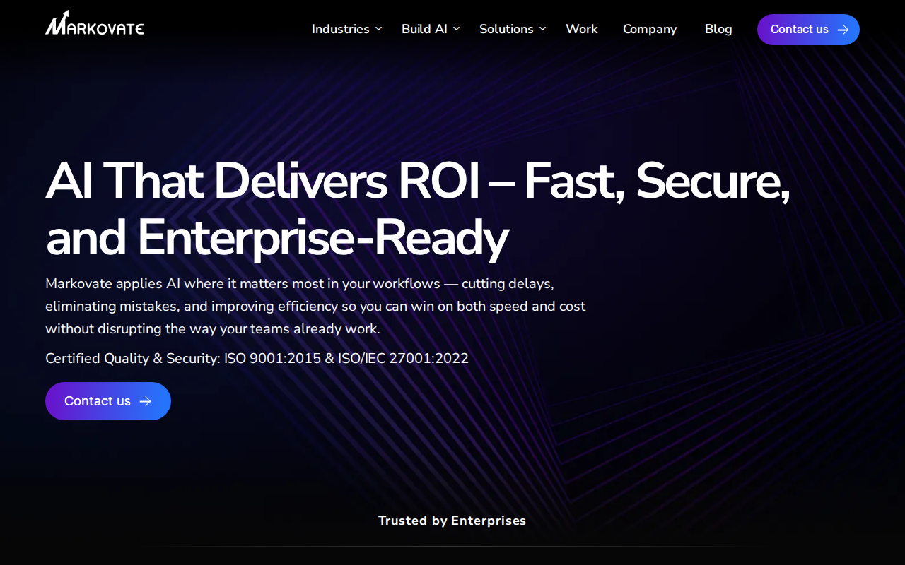 Markovate homepage screenshot