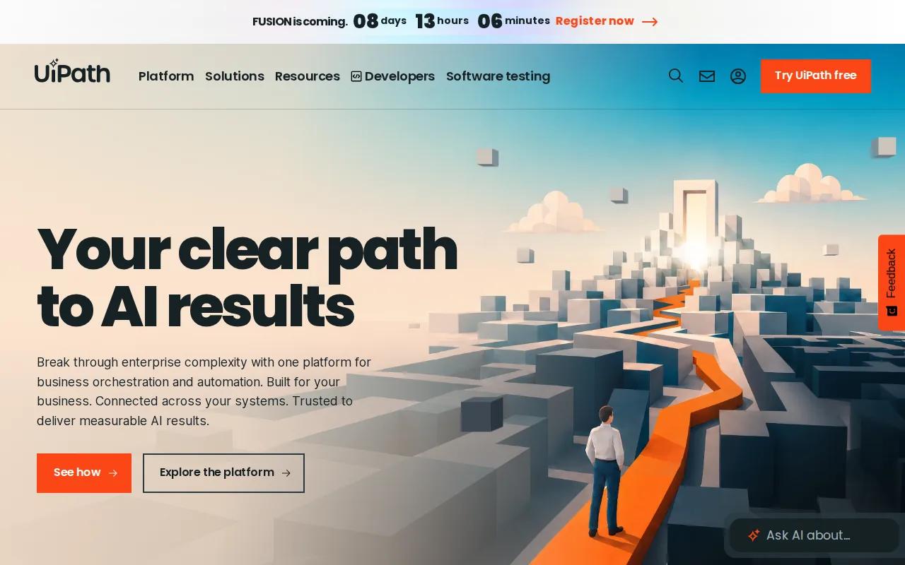 Screenshot of the UiPath website