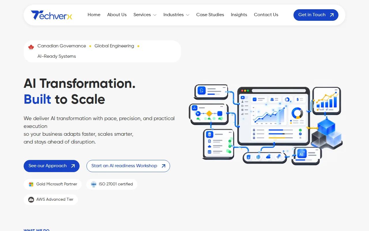 Screenshot of the Techverx website