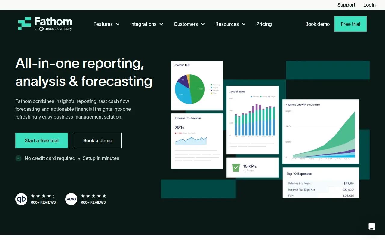 Screenshot of the Fathom website